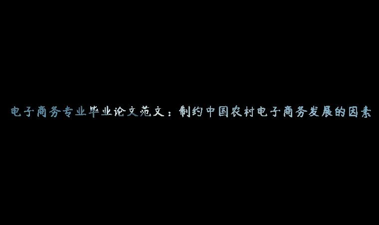 电子商务专业毕业论文范文：制约中国农村电子商务发展的因素